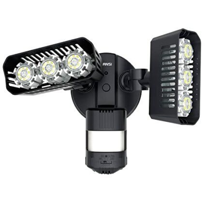 SANSI 27W LED Security Lights Outdoor Motion Sensor, 2700LM 5000K IP65 Waterproof Adjustable Dual Head LED Floodlight with PIR Sensor, 180° Detec