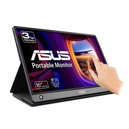 ASUS ZenScreen MB16AMT 15.6" Full HD Portable Monitor Touch Screen IPS Non-glare Built-in Battery and Speakers Eye Care USB Type-C Micro HDMI w/F