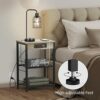 Printer Stand Industrial 3 Tier Printer Table with Storage and Charging Station Printer Stand Holder with Wood Shelves Printer Shelf with USB Por