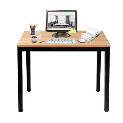 Need Small Computer Desk for Home&Office- 31.5'' Length Small Writing Desk Gaming Desk Students Laptop Use, Teak Color Desktop & Black Frame AC3B