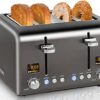 SEEDEEM 4 Slice Toaster, Stainless Steel Bread Toaster with LCD Display, 7 Shade Settings, Extra Wide Slots with Cancel/Bagel/Defrost/Reheat Func