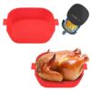 2pcs Air Fryer Liners,Silicone Air Fryer Liner,Heat Resistant Non-Stick Mats for Oven, Air Fryer Accessory for Home Kitchen (grey blue)