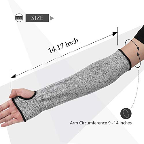 Cut Resistant Sleeves with Thumb Hole, Level 5 Protection, Slash Resistant Safety Protective Arm Sleeves