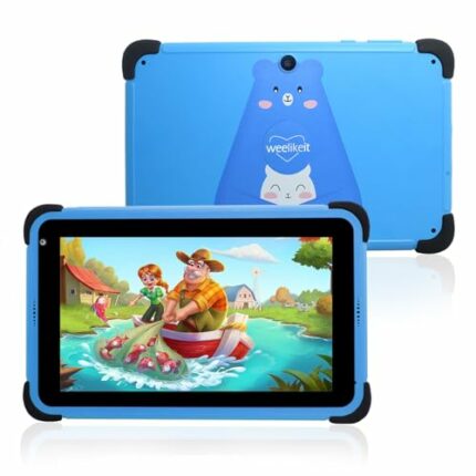 weelikeit 7 Inch Kids Tablet,Android Toddler Tablet with Parental Control,2GB RAM 32GB ROM,WiFi,Dual Camera,Bluetooth,Kid-Proof Case and Stylus（B