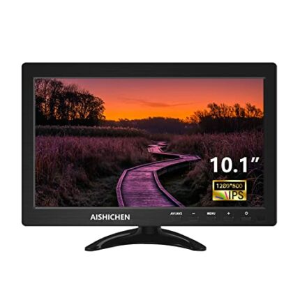 10.1 Inch Small Monitor, Raspberry Pi Monitor Built-in Speakers, Mini Monitor 1280 x 800, HDMI Monitor 60 Hz, 3ms, IPS Screen Display w/Remote Co
