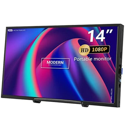 Bnztruk 14 Inch Portable Monitor HDMI 1920×1080 Full HD IPS Screen Display with HDMI & VGA for Raspberry Pi, Laptop, PC, MacBook, Xbox, PS3,PS4,6