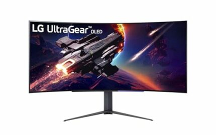 LG UltraGear 45GR95QE - 45 Inch Curved OLED Gaming Monitor WQHD (3440 x 1440), 240Hz Refresh Rate, 0.03ms Response Time, Anti-glare, AMD FreeSync