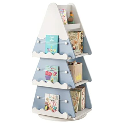 SkiPdr 4 Layer Bookshelf Storage Organizer Rack 360° Rotating Small Corner Narrow Bookshelf for Home Office Living Room Study Kids & Adults
