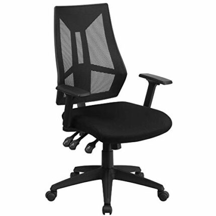 Flash Furniture High Back Mesh Multifunction Swivel Ergonomic Task Office Chair with Adjustable Arms, Metal, Black, Set of 1