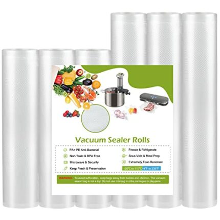Vacuum Food Sealer Bags Rolls - 6 Roll 20/25x300cm BPA Free Durable Vacuum Food Bags Puncture Prevention Great for Food Storage and Sous Vide Coo