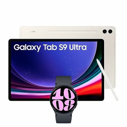 Samsung Galaxy Tab S9 Ultra 5G Android Tablet, 512GBStorage, Beige, 3 Year Extended Warranty with a Samsung Galaxy Watch6, Bluetooth, 40mm, Graph