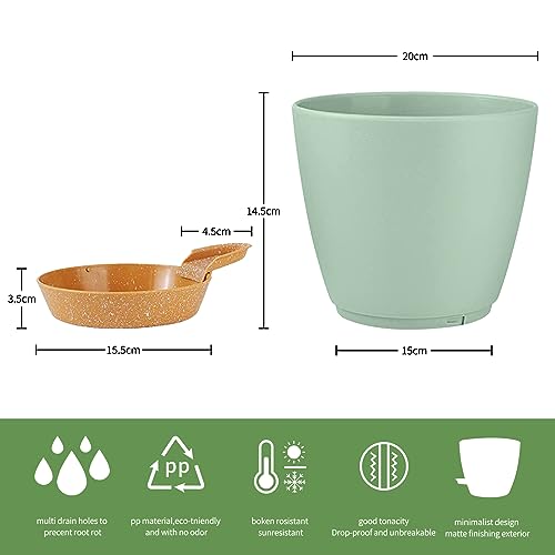 NIUXUAN 20CM Plant Pots, 4PCS Plastic Plant Pots, Self Watering Planters with Drainage Holes and Deep Reservior for Indoor Outdoor Plants, Small
