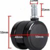 GTYT 5x Office Chair Casters M11×21mm Pin Stem Wheels Dia 50mm 250kg Heavy Duty Double Wheel Furniture Universal Swivel Replacement Casters For L