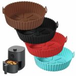 4 Pack Air Fryer Silicone Liners Pot for 3 to 5QT, Air Fryer Silicone Basket Bowl, Replacement of Flammable Parchment Paper, Reusable Baking Tray