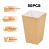 50 Pcs Kraft Paper Popcorn Favor Boxes, Reusable Cardboard Candy Containers, 3 Sizes Popcorn Carton Treat Box for Theater Carnival Birthday Weddi