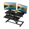 TechOrbits Standing Desk Converter - 32 Inch Adjustable Sit to Stand Up Desk Workstation, Particle Board, Dual Monitor Desk Riser with Keyboard T