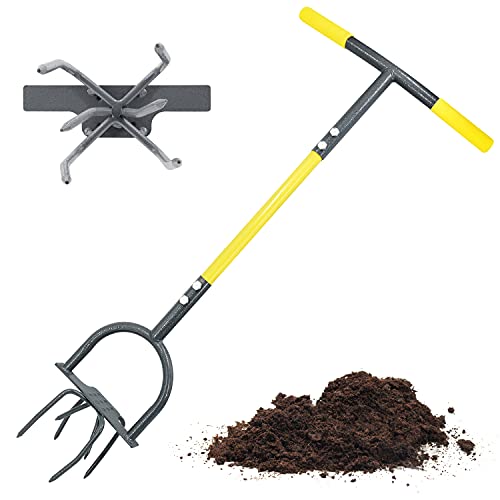 Jardineer Garden Twist Tiller Manual, Garden Twist Cultivator with Steel Shaft, Durable Garden Claw Cultivator, Ideal Gardening Hand Twist Tiller