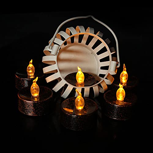 Yius 12Pcs Tea Lights Candles, Realistic LED Flickering Tea Candles, Battery Long Lasting Flickering Bulb Tea Lights for Party and Gifts Ideas Ho