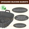YOGINGO 3Pcs Silicone Air Fryer Liners 3-7L, Reusable Air Fryer Accessories Food Grade Silicone Greaseproof Airfryer Baking Tray Basket Rack Kitc