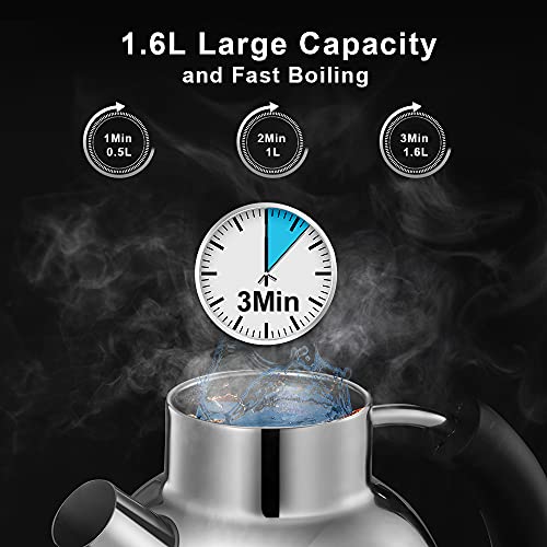 ASCOT Electric Kettle, Stainless Steel Electric Tea Kettle Gifts for Men/Women/Family 1.6L 2200W Retro Tea Heater & Hot Water Boiler, Auto Shut-O