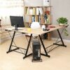 WLABCD Table Computer Desk L Shape Office Corner Table,Standing Combination Workbench Home Workstation Studio/Wood Color / 116×120×73cm