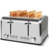 Toaster 4 Slices, Cusimax Stainless Steel Toaster with 4 Extra-Wide Bread Slots and 6 Variable Browning Shade Controls, Featuring with Defrost, R
