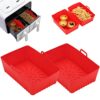 2Pcs Silicone Pot Double Air Fryer Liners Basket, Rack Accessories for Ninjas Dual Air Fryer, Oven, and Microwave