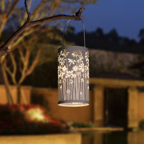 Freekite Solar Lantern for Garden, Metal Outdoor Lantern with a Shepherd's Hook, IP65 Waterproof Garden Decoration Path Lights, Solar Lights for