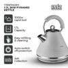Tower T10074GRY Ash Rapid Boil Pyramid Kettle with Easy Open Lid, Removable Filter, 1.7L, 3KW, Grey and Chrome
