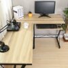 WLABCD Table Computer Desk L Shape Office Corner Table,Standing Combination Workbench Home Workstation Studio/Wood Color / 116×120×73cm