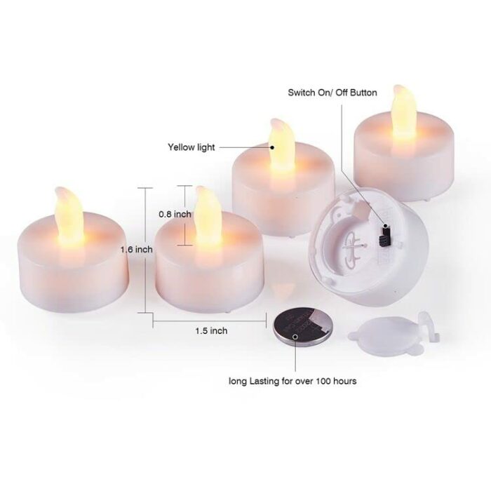 12 Pack Flameless Battery Operated Led Tea Lights with Timer,6 Hours on and 18 Hours Off Cycle,Electric Fake Candle in Warm Yellow for Halloween