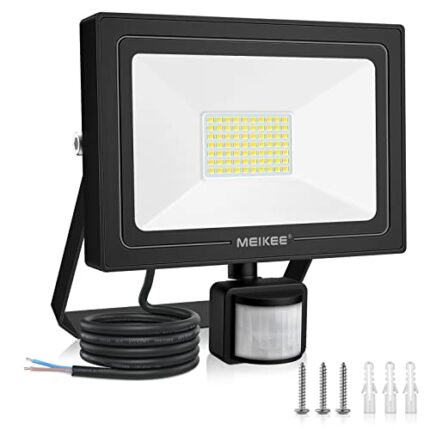 MEIKEE Security Lights with Motion Sensor, 60W PIR Light, 5200 Lumen Super Bright LED Sensor Flood Lights Outdoor Daylight White, IP66 Waterproof