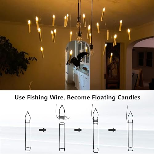 Raycare 12PCS LED Taper Candle Lights, Harry Potter Floating Candles, Flameless Battery Operated Window Candles for Christmas Wedding Birthday Pa