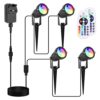 APONUO RGB Garden Pathway Lighting with Adapter, 30m/98.4ft 12V LED Landscape Lights with Remote Control IP66 Waterproof Color Changing Decorativ