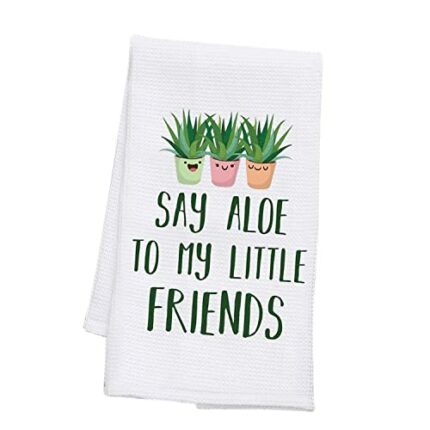 PLITI Plant Lover Gift Say Aloe To My Little Friends Dish Towel For Gardener Gift Succulent Plant Gift Crazy Plant Lady Gift(Say aloe friends TWU