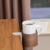 urbanplus Desk Cup Holder, Anti-Spill Wood Cup Holder for Desk with Aluminium Mount, for Home, Office, Work from Home, Gaming