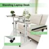 Ejoyous Mobile Computer Tables, Height Adjustable, Cart Mobile Desk, multifunctional mobile podium workstation, workstations office desk with 4 w