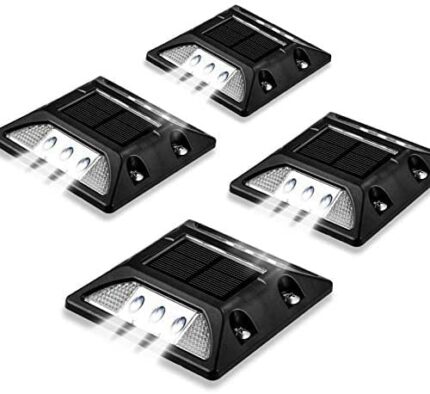 KMASHI Solar Deck Lights Outdoor, Driveway Dock LED Lights,Solar Powered Waterproof Road Markers for Step Sidewalk Stair Garden Ground Pathway Ya