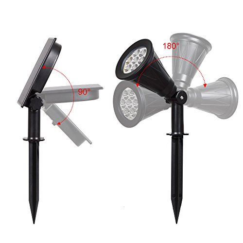 T-SUN Solar Spotlights, Color-Changing 7 LED Waterproof Outdoor Garden Wall Lights, Auto-on/Off, 180 Angle Adjustable Landscape Light, Separately