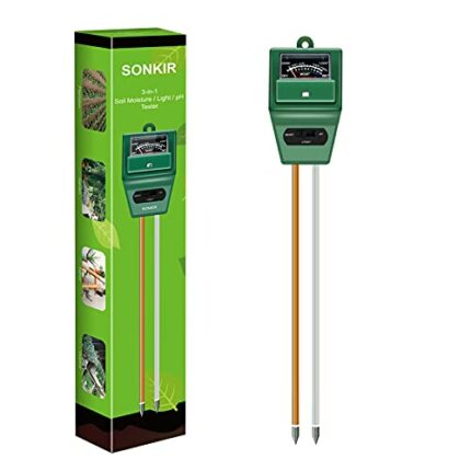 Sonkir Soil pH Meter, MS02 3-in-1 Soil Moisture/Light/pH Tester Gardening Tool Kits for Plant Care, Great for Garden, Lawn, Farm, Indoor & Outdoo