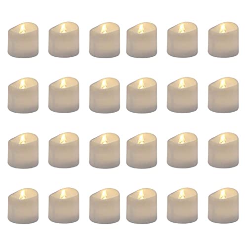 GrassVillage Pack of 24 Realistic and Bright Led Candle Lights in Wave Design, 3.5 cm x 4 cm Tall, Flameless Tea Light Candles, Electric Fake Can