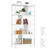 armocity Bookshelf 5 Tier Tall Industrial Bookcase Wood Metal Frame Standing Book Shelf, Display Bookshelves Storage Organizer for Bedroom Living