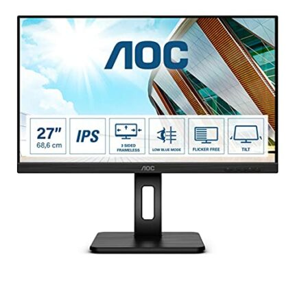 AOC Q27P2Q - 27 Inch QHD Monitor, 75Hz, 4ms, IPS, Height Adjust, USB Hub, Speakers, Adaptive Sync (2560x1440 @ 75Hz, 300cd/m², HDMI/DP/VGA/USB 3.