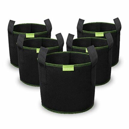 Mactoou Grow Bags for Vegetables, 5 Pack 3 Gallon Non-Woven Fabric Tomato Grow Bags Pots with Handles for Vegetables, Potatos, Tomatoes, Strawber