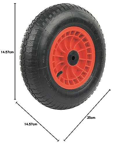 Select Hardware 350mm (14-Inch) Pneumatic Wheelbarrow Wheel with 25mm (1") & 13mm (5/8") Centre, 3.50-8 Replacement Tyre for Wheelbarrow/Truck/Tr