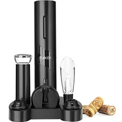 Puricon Automatic Wine Bottle Opener Electronic Corkscrew Opener Puller, Wine Lover Connoisseur 6-in-1 Gift Set, Electronic Wine Opener Corkscrew
