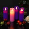 Aku Tonpa Christmas Products 3 Purple and 1 Pink Battery Operated Flameless Advent Candles with Remote Control and Timer, 2.15"x6"