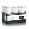 arendo - Electric Egg Boiler, Automatic Cooker with Warming Function for 1 to 3 Perfect Soft,medium and Hard Eggs, Indication Light, Water Measur
