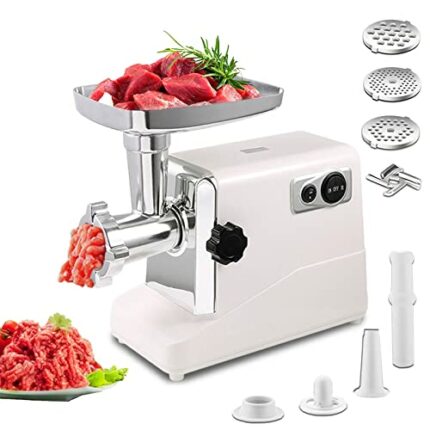 VNIMTI Meat Grinder Electric, 3500W Meat Mincer Machine, Stainless Steel Food Grinder Sausage Maker with 3 Cutting Plates, Sausage Stuffer Tube &