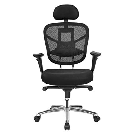LONGTOO Ergonomic Office Chair, High Back Mesh Adjustable Desk Chair,Thick Seat Cushion Computer Chair-3D Adjustable Headrest, Lumbar Support and